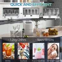 HOMCOM 12kg Countertop Ice Cube Machine, with Scoop - White(m-7)