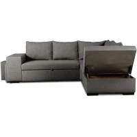 Canapé d'angle convertible réversible 4 places MITCHELL - Tissu Anthracite - L 247 x P 91 x H 205 cm - Coffre de rangement(m-6)