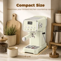 HOMCOM Machine à Expresso avec Buse Vapeur à Mousse de Lait, Cafetière 20Bars, Réservoir d'Eau Amovible 1,2 L, Crème(m-7)