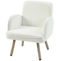 HOMCOM Lounge Chair Velvet Upholstered Armchair with Spring Cushion for Living Room Bedroom Cream White(m-11)