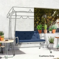 Outsunny 2 Seater Bench Pad, Garden Chair Cushion with Back and Ties for Indoor and Outdoor Use, 98 x 100 cm, Dark Blue(m-10)