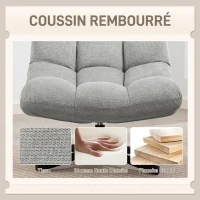 HOMCOM Fauteuil salon sans accoudoirs, chaise pivotante en tissu chenille imperméable, assise large, 75 x 95 x 90 cm gris clair(m-5)