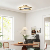 HOMCOM Ceiling Fan with Light and Remote, LED Mount Ceiling Fan with 3 Colour Temperatures, 6 Speed, 50 cm, Gold Tone(m-10)