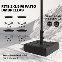 Outsunny 40kg Square Umbrella Parasol Base with Wood Effect, Plastic Umbrella Stand for Outdoor Patio Umbrella, Black(m-4)