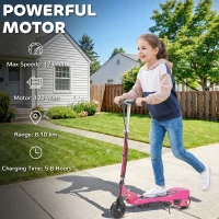 HOMCOM Foldable Electric Kids Scooter, Ride-on for Ages 7-14 Years, Pink(m-4)