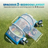 Outsunny Inflatable Tent 2 Bedroom Tunnel Design Windproof Air Tent with Carry Bag for 4 Person(m-5)
