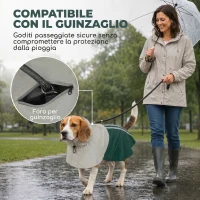 PawHut Impermeabile per Cani con Cappuccio, Foro per Guinzaglio e Strisce Riflettenti, per Cani di Taglia Media, Verde(m-6)