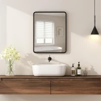 HOMCOM Rectangular Wall Mirror with HD Glass - Black(m-9)
