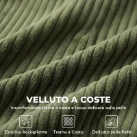 HOMCOM Divano 2 Posti in Velluto a Coste, Seduta Ampia e Profonda e Braccioli Larghi, 170x80x82cm, Verde(m-6)