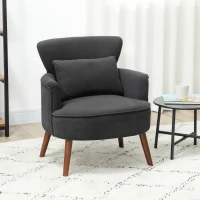 HOMCOM Corduroy Retro Accent Chair - Black(m-10)