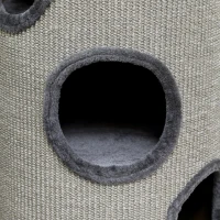 PawHut Tonneau à gratter pour chat, tour à griffer en sisal à 3 niveaux recouvert de peluche, Ø 38 x 70 cm, gris clair(m-8)