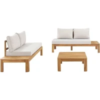 Salon de jardin - SANA - Bois acacia FSC - 1 table basse et 2 canapés - Gris clair - 4 personnes(m-2)
