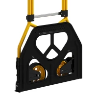 HOMCOM Carretilla Plegable con Mango Telescópico Ajustable Carga 60 kg Carretilla de Mano con Ruedas para Garaje Amarillo(m-8)