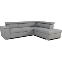 Canapé d'angle convertible réversible avec coffre - 5 places - DAYTONA - Tissu gris - 260 x 77 / 94 x 216 cm(m-3)