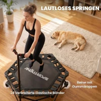 SPORTNOW Fitness-Trampolin mit verstellbarem T-Griff, faltbar, Tragetasche, 180 kg Belastbarkeit, Stahl, Kunststoff, Schwarz(m-7)