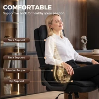HOMCOM Scaun de Birou Ergonomic din Material Tip In, Înălțime Reglabilă, Funcție de Balansare, 120 kg, Negru(m-4)
