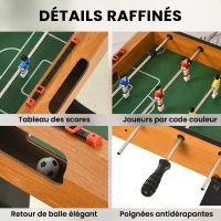 HOMCOM Mini Calcio Balilla Pieghevole, 22 Giocatori, 2 Palline, 2 Segnapunti Manuali e Maniglie Antiscivolo, Set da Gioco Freestanding per Famiglia(m-7)