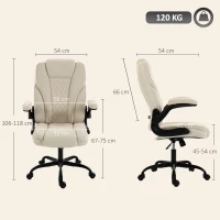 HOMCOM Office Chair, Ergonomic Desk Chair with Flip-up Armrest, Pocket Springs, Swivel Wheels, Adjustable Height, Beige(m-3)