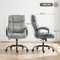 Vinsetto Ergonomische bureaustoel comfortabel kantoorstoel groot formaat, zwart(m-3)