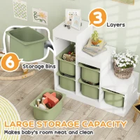 AIYAPLAY Toy Storage Organiser, Three-Layer Kids Toy Storage Units, with Removable Bins, for Ages 3-8 Years, Green(m-4)