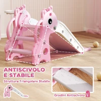 AIYAPLAY Scivolo per Bambini con Scaletta, Canestro da Basket e Pallone, Design Giraffa, per Bambini 1-3 Anni, Rosa(m-7)