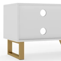 HOMCOM Meuble TV banc TV pour téléviseur jusqu'à 70 pouces - placard à 2 portes cannelées, compartiment ouvert et passe-câbles(m-12)