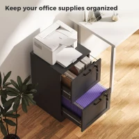 HOMCOM 2-Drawer Filing Cabinet with Lock - Black(m-4)