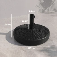 Outsunny 29kg Water/Sand Filled Rattan-Effect Parasol Base(m-3)