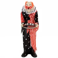 HOMCOM Animated Clown Halloween Decoration, Scary Halloween Animatronics Decor with Sound Touch Activated(m-1)