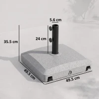 Outsunny Garden Parasol Base Holder, 24kg Water or 30kg Sand Filled, Outdoor Market Umbrella Stand Weight with Wheels and Brakes, Grey(m-3)