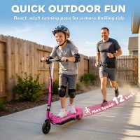 HOMCOM Foldable Electric Kids Scooter, Ride-on for Ages 7-14 Years, Pink(m-5)