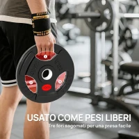 SPORTNOW Set di Dischi Pesi 2x10 kg con Foro da 5 cm e 3 Impugnature, Acciaio con Rivestimento in Plastica, Nero(m-4)