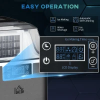 HOMCOM 3.2L Compact Ice Machine, with LCD Screen and Accessories - Black(m-5)