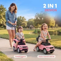AIYAPLAY Macchina Cavalcabile Licenza Land Rover con Maniglia e Barriera, in PP e Acciaio, 84x40x94.5 cm, Rosa(m-3)