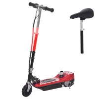 HOMCOM Powered Powered Scooter Ride-On, with Brakes, Adjustable Seat, Adjustable Handlebars, Red(m-1)