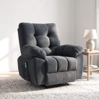 HOMCOM Fauteuil de massage fauteuil relax avec vibration chauffage, inclination manuelle, télécommande inclus, gris(m-2)