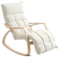 HOMCOM Sillón mecedor acolchado, sillón de relajación con reposabrazos y armazón de acero, para salón, dormitorio, blanco crema(m-7)