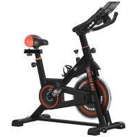 HOMCOM Bici Estática con Resistencia Regulable Volante de Inercia 8 kg Pantalla LCD Manillar y Asiento Ajustable Negro y Rojo