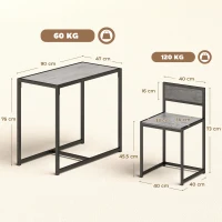HOMCOM 3 Piece Table Stool Set - Charcoal Grey Wood-Effect(m-3)