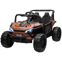AIYAPLAY Macchina Elettrica per Bambini UTV 12V con Cintura, Telecomando, Sospensioni, USB, 3-6 km/h, 3-5 Anni, Marrone(m-11)