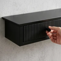 HOMCOM Shelf Wall-Mounted Storage Shelf Shelving Unit MDF 93 x 15 x 10 cm Entryway Kitchen Living Room, Black(m-10)