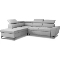 Canapé d'angle convertible réversible avec coffre - 5 places - KASIMIR - Tissu gris - 258 x 79/98 x 219 cm(m-4)