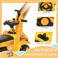 HOMCOM Escavatore per Bambini con Benna e Spazio di Archiviazione, Clacson, Volante, 18-48 Mesi, Giallo(m-6)