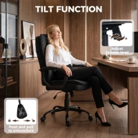 HOMCOM Scaun de Birou Ergonomic din Material Tip In, Înălțime Reglabilă, Funcție de Balansare, 120 kg, Negru(m-6)