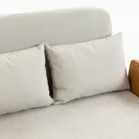 HOMCOM Sofá Cama 2 Plazas Convertible 3 en 1 Tapizado en Chenilla con Respaldo Ajustable Mesa Lateral 2 Almohadas Blanco Crema(m-11)