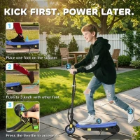 HOMCOM Foldable Electric Scooter, with LED Lights, for Ages 7-14 Years, Blue(m-4)