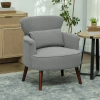 HOMCOM Corduroy Retro Accent Chair - Light Grey(m-10)