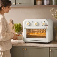 HOMCOM Heißluftfritteuse 12 Liter Mini Backofen mit Umluft, 5 Programmen, Backblech und Frittierkorb, 1200 W, Spülmaschinenfest(m-8)