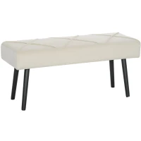 HOMCOM Upholstered Hallway Bench, End of Bed Bench with X-Shape Design and Steel Legs, Cream(m-1)