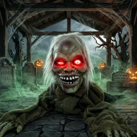 HOMCOM Halloween Decoration Halloween Animatronic Crawling Zombie with Light-Up Eyes and Creepy Sound(m-7)